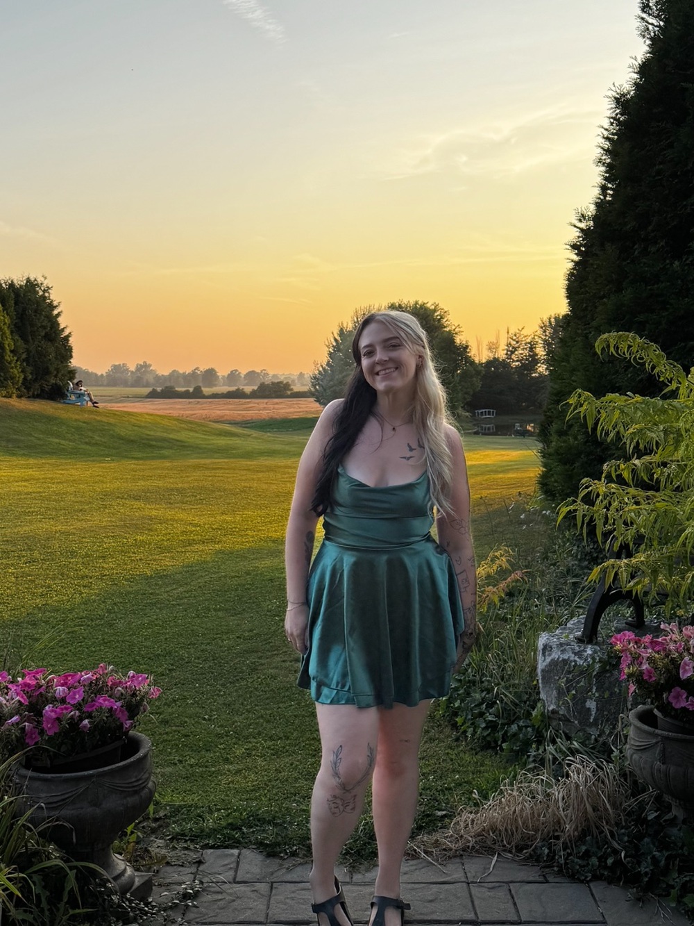 Emerald Green Satin Slip Dress with Cowl Neck